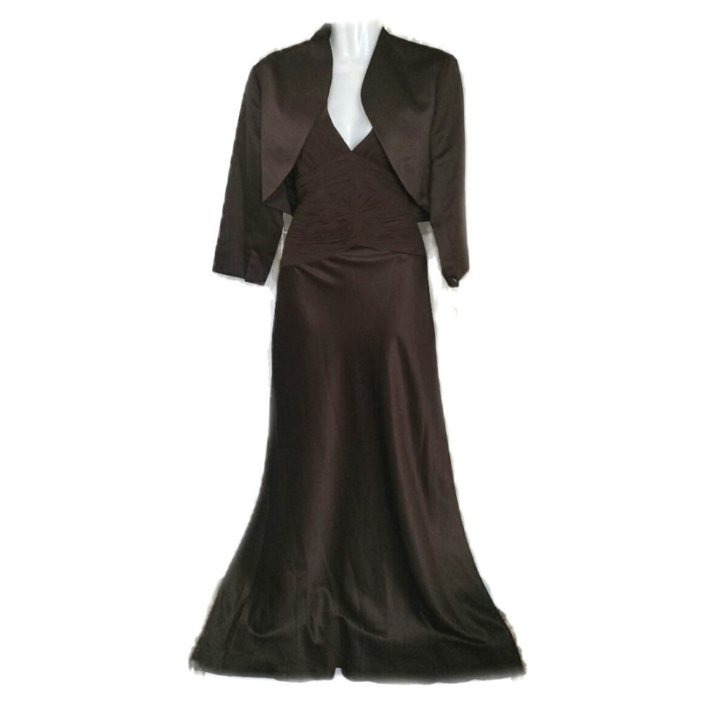 Brown gown with cropped jacket - Picture 3 of 11
